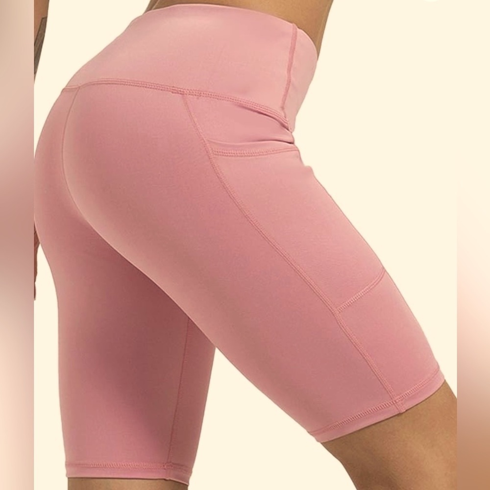 High Waist Biker Yoga Workout Shorts with Pockets - Picture 4 of 13